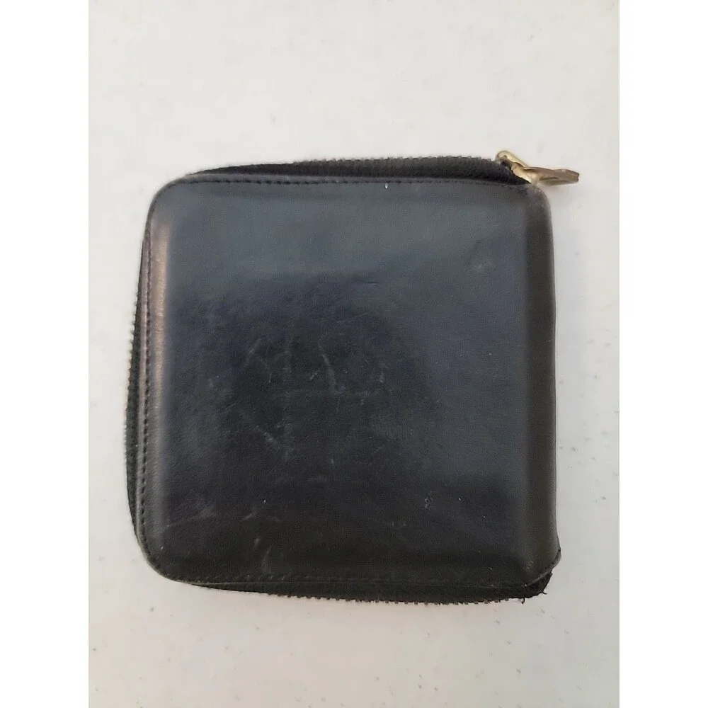 Vintage J.P Ourse & Cie Geneve Genuine Leather Black Snap Wallet Zip Coin Pocket